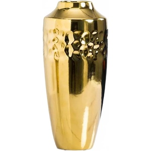 Jarrón Art Deco de Metal chapado en oro con diseño martillado, florero decorativo geométrico de estilo Vintage para decoración moderna del hogar - Product Image 6