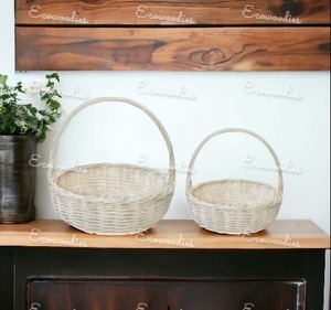 Hand-woven <b>Wicker</b> Willow Flower <b>Baskets</b> With <b>Handles</b> for Wedding - Product Image 4