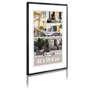 Cadre photo en plastique noir DIN A2 sur mesure 42 x 59,4 cm, en ABS, métal, bois, PS, verre, papier, à des fins décoratives - Product Image 1