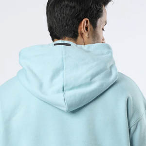 Sudadera con capucha de mezcla de algodón personalizada para hombre, ropa de calle, Jersey cómodo informal de manga larga con capucha teñida lisa, estilo básico de verano - Product Image 4