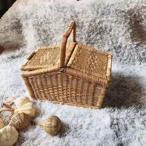 Best Handmade <b>Wicker</b> Rattan <b>Picnic</b> <b>Basket</b> Eco Friendly Storage Container With Handle for Fruits Snacks or Travel - Product Image 2