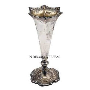 Vase trompette poli brillant de finition de couleur argentée de qualité supérieure avec poignées plaquées or fournitures de décoration de mariage - Product Image 2