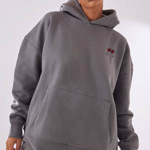 Ensembles pour femmes de haute qualité, ensemble de survêtement 2 pièces pour femmes, streetwear imprimé, éco-responsable, à épaules tombantes, col à capuche, motif uni - Product Image 2