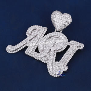 Colgante de alta calidad de diamante de moissanita de Plata de Ley 925, diseño de corazón de fianza a la moda, colgante de letra personalizado para cualquier ocasión - Product Image 4