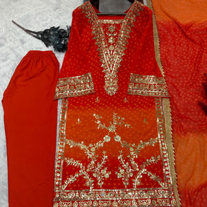 ชุดผ้าไหมปักลายสำหรับงานแต่งงานผ้าไหมปากีสถานปากีสถานอินเดียผ้าโพกหัวดีไซน์เนอร์ - Product Image 1