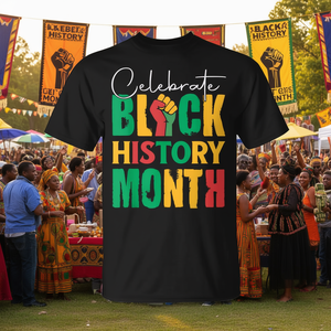 T-shirt Unisex per Adulti a Maniche Corte Girocollo con Stampa Serigrafica Promozionale per il Mese della Storia Nera - Product Image 3