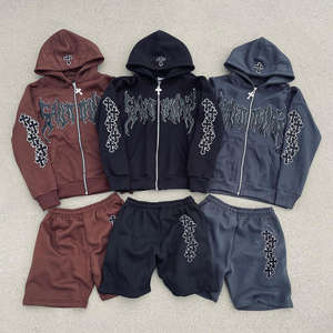 Custom Puff Print Pullover Hoodies <b>Lightweight</b> Loose Two Piece Jogging Set Sweat Suit Hoodie With <b>Short</b> <b>Shorts</b> Set for <b>Men</b> - Product Image 4
