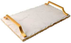 ถาดหินอ่อนสี่เหลี่ยมเล็กตกแต่งหรูหราพร้อมถาดหินอ่อนแฟนซีรูปดอกไม้สีทองพร้อมของตกแต่งขอบทองสำหรับงานแต่งงาน - Product Image 3