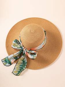 Haute qualité été femmes Fedora Style chapeau de soleil large bord ruban arc à la main Su papier paille plage ombre en gros pour dames - Product Image 6