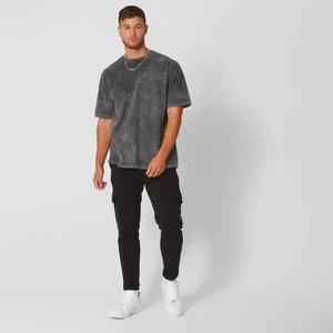 Custom 2025 Nuevos diseños Popular ácido lavado Con logo High Street Vintage Loose-fitting Camiseta de tela de alta calidad para hombres - Product Image 3