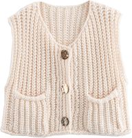 Gilet court sans manches en coton tricoté à l'ordinateur pour femme, col en V, respirant, avec logo frontal, épais 160g, personnalisable pour l'hiver