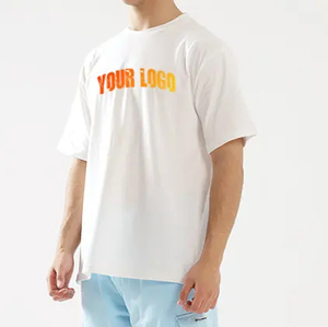 Camiseta 100% de algodón con cuello redondo para hombre, ropa de calle de alta calidad, camiseta en blanco 250 Gsm, Camiseta con cuello redondo y logotipo estampado de peso pesado para hombre - Product Image 1