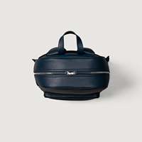 Sac à dos en cuir Philos pour homme, bleu nuit, cuir pleine fleur véritable, style vintage, bandoulière arquée, fermeture à glissière