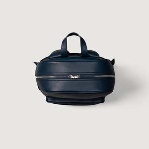 Midnight Blue Men's the Philos Leather <b>Backpack</b> Genuine Leather with Vintage Style Zipper Closure <b>Waterproof</b> Polyester Lining - Product Image 4