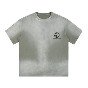 เสื้อยืดผู้ชายผ้าคอตตอนขนาดใหญ่ทรงฮิปฮอปผ้าคอตตอนโอเวอร์ไซส์ลายปักโลโก้ - Product Image 2