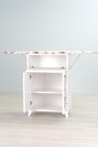 Planche à repasser pliante avec armoire, cadre blanc et motif floral rose, Mistik Home MH100203, 60x40x30cm, pour usage domestique - Product Image 3