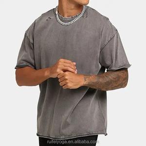 Vente en gros de vêtements T-shirt à épaules tombantes en coton 290gsm 100% personnalisé pour hommes de grande taille - Product Image 1