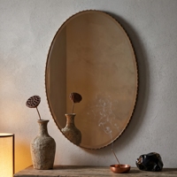 Miroir mural ovale décoratif en bois, cadre en bois vintage, miroir d'appoint rustique, style campagnard français, pour entrée, salle de bain, hôtel