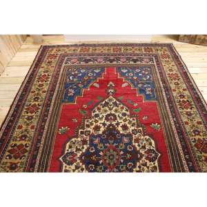 Tapis vintage surdimensionné 7,7x13,8 pieds, tapis turc en laine rouge et bleu à pois - Product Image 3