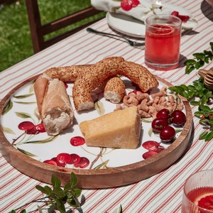 Plateau rond en bois de mangue cerisier - Product Image 2