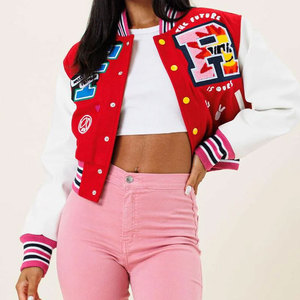 Chaqueta universitaria con logotipo personalizado del fabricante, prendas de vestir exteriores informales bordadas para mujer, ropa de calle de gran tamaño, chaqueta universitaria supersuave para mujer - Product Image 2