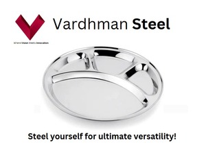 Assiette à dîner 4-en-1 écologique en acier inoxydable Poli Compartiment à 4 sections Forte demande pour mariages et cadeaux - Product Image 4