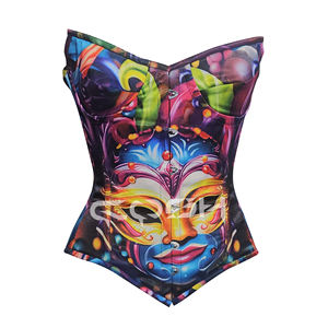 Corsé con estampado de máscara de Mardi Gras |   Top para Fiestas de Carnaval - Product Image 3