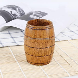 Tasses en bois naturel en forme de tonneau de café bière pour tasses gobelet capacité de 500ml pour la maison hôtel restaurant fête - Product Image 3