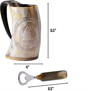 Tasse de corne de vin Viking de haute qualité tasse de corne de buffle de bière de vin avec un aspect brillant et une poignée tasse de corne à boire sculptée - Product Image 4