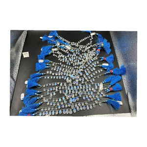 Haute qualité naturel bleu feu arc-en-ciel pierre de lune Briolette poire gouttes 4x6mm à 10x17mm tailles 8 pouces brin pour la fabrication de bijoux - Product Image 2