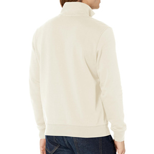 Sweat-shirt marron à fermeture éclair pour hommes personnalisable en coton mélangé OEM disponible entièrement personnalisé Sweat-shirt à fermeture éclair partielle - Product Image 5