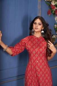 Traje indio Elegante colección Eid Mejor tela Algodón étnico Kurti Pantalón con estampado con bordado Trabajo a precio mayorista - Product Image 5