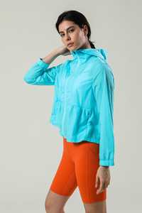 Sweat à capuche froncé à fermeture éclair pour femmes, protection UV, anti-rides et respirant, dernière collection blanchie Aqua - Product Image 6