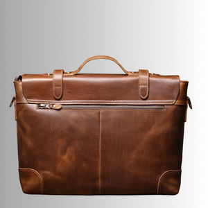 High-End Genuine Leather Waterproof Wheeled Laptop Messenger Briefcase Unisex Vintage Retro Shoulder Business <b>Bag</b> Luxury Office - Product Image 2