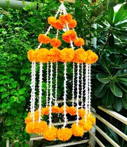 Candelabro Jhoomer de lujo con guirnalda de nardo y rosas pequeñas estilo Simple Artificial para techo balcón decoración de jardín - Product Image 6