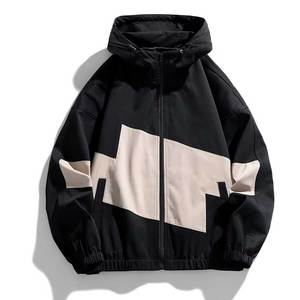 <b>Men</b> Custom Logo Hooded Windbreaker <b>Jacket</b> <b>Waterproof</b> Fabric Spring Style Outdoor Sports-Jogging Running Decorated Pattern - Product Image 1