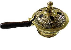 Quemador de carbón con mango de latón y tapa tallada, ideal para Resina aromática y uso de fragancias para el hogar - Product Image 2