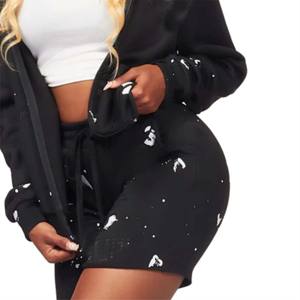 ชุดเสื้อฮู้ดและกางเกงขาสั้นแฟชั่นสำหรับผู้หญิงเหมาะสำหรับชุดลำลองและกิจกรรมกลางแจ้ง - Product Image 6