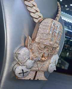 Pendentif en forme de hibou pour homme plaqué or jaune 18 carats, moissanite taille 3 carats certifiée GRA, style hip-hop, serti à griffes, cadeau religieux - Product Image 2