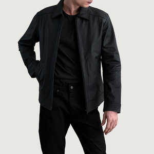 Chaqueta de Cuero Moderna y Cómoda con Cierre, Transpirable, para Hombre, Estilo Urbano para Invierno, con Cuello Alto - Product Image 1