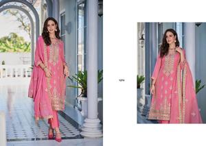 Présente un nouvel organza lourd avec broderie fantaisie et un costume en soie de travail pour femmes - Product Image 4