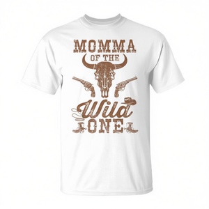 Camiseta personalizada de cumpleaños familiar de vaqueros del oeste Momma of the Wild One - Product Image 2