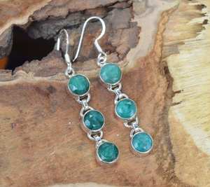 <b>Emerald</b> Sterling Silver Hook Dangle <b>Earrings</b> Handmade May Birthstone Cute Elegant Jewelry Gifts for Women Party High Quality - Product Image 3