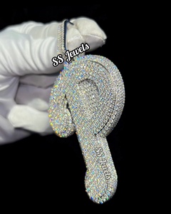 Custom Iced P Pendant VVS Lab Grown Diamond Sterling Silver Rhodium Plated Hip Hop Necklace Customized Letter <b>Charm</b> Gift for Hip - Product Image 2