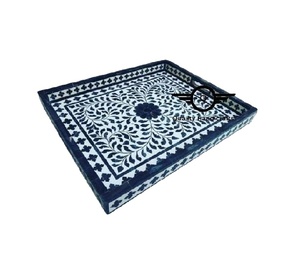 Bandeja para servir con incrustaciones de hueso, bandeja decorativa hecha a mano para mesa de café, Ramadán Eid, regalo de fábrica - Product Image 2