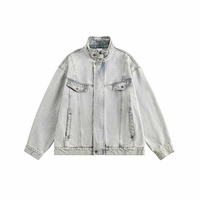 Veste universitaire en jean tissé délavé style vintage XozeWear 360g imperméable avec fermeture éclair sur le devant, doublure polyester pour femme, idéale pour l'hiver