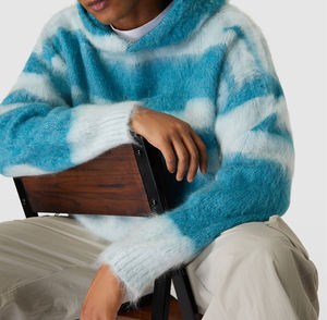 Hot Selling Mohair Hoodie Oversized Drop Shoulder Mohair Hoodie <b>Knitted</b> Jacket Coat <b>Men</b> <b>Cardigan</b> Mohair Sweater Hoodie - Product Image 6