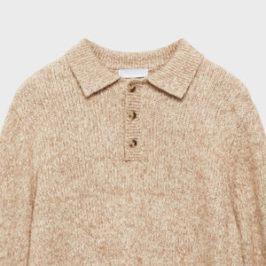 Personalizable de alta calidad visón gris para Polo suéter 100% algodón tejido mezcla de lana traje de invierno-transpirable antiarrugas - Product Image 2