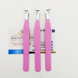 แหนบต่อขนตาเคลือบด้วยผงสีชมพูร้อน90องศาพร้อมปลายแหลม - Product Image 1