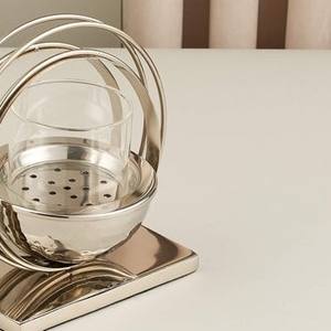 Brûleur d'encens moderne de luxe en métal et acrylique, or et argent, centre de table, décoration de mariage, cadeau pour le salon, ensemble de fête - Product Image 5